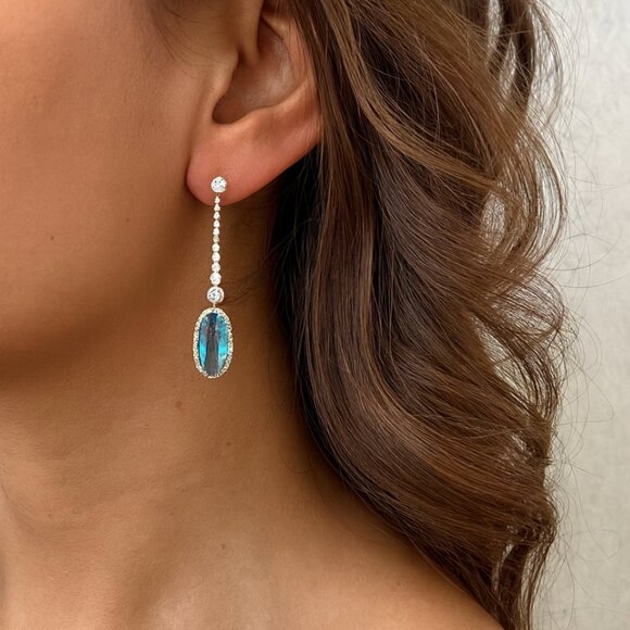 "Helena" Aquamarine Earrings - Picture 3 of 3